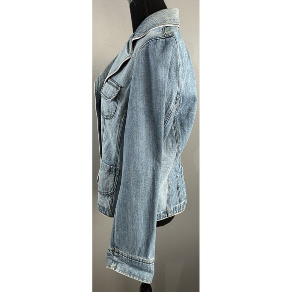 Nine &Co  by Nine West Women’s 12 Light Wash Blue Denim Jacket Embroider Pocket - Picture 3 of 7